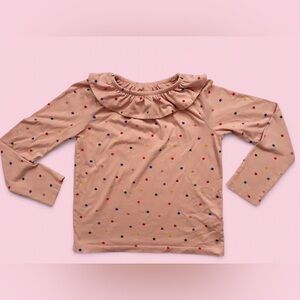 Mini Boden Light Pink Rainbow Star Ruffle Collar Top Girls Sz 11-12Y